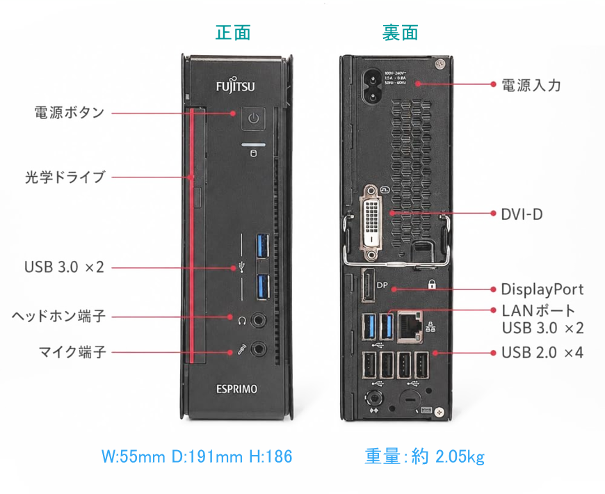 富士通 ESPRIMO Q558/B インターフェイス画像