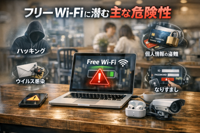 フリーWi-Fiに潜む主な危険性
