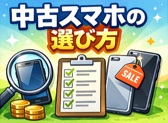 「中古スマホの選び方」 イラスト画像
