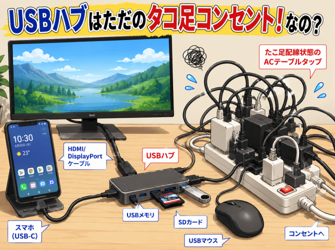 USBハブはただのタコ足コンセント！なの？